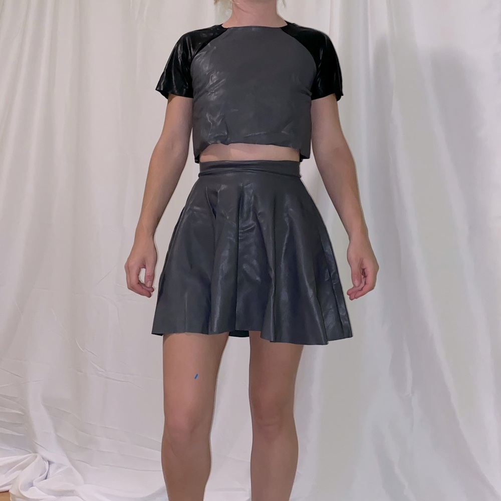 BLACKMILK CLOTHING PLEATHER XXS skirt and crop top set